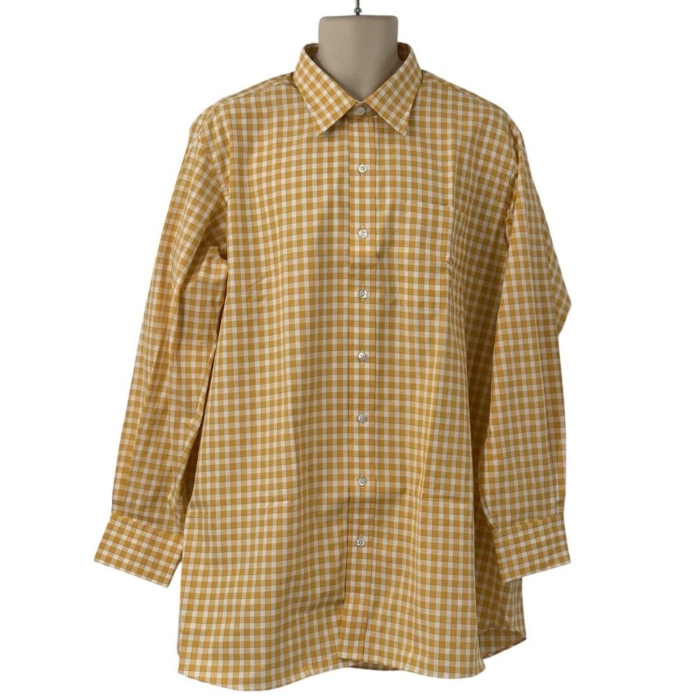 Hamilton‎ 1883 Men's Long Sleeve Gingham Button Down Shirt Yellow White Size XL